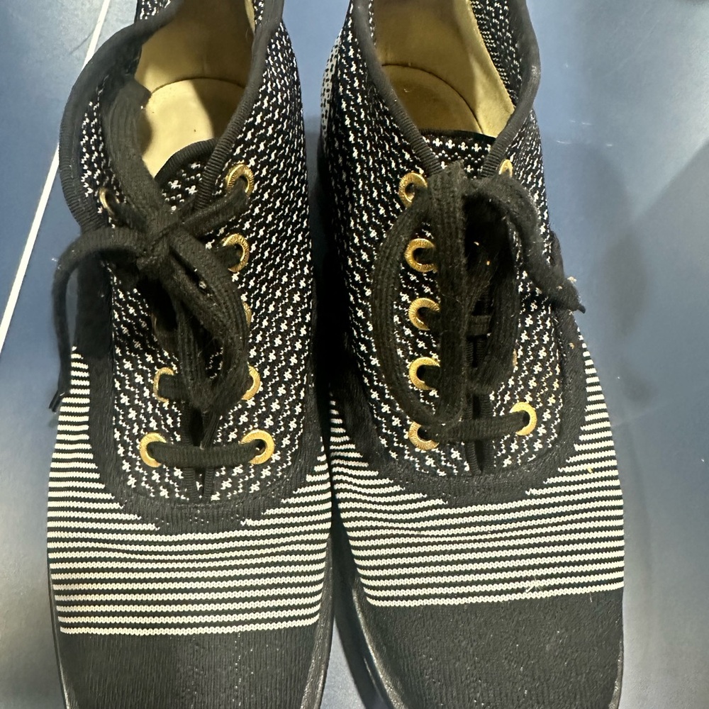 CHANEL lace up Black and white booties
